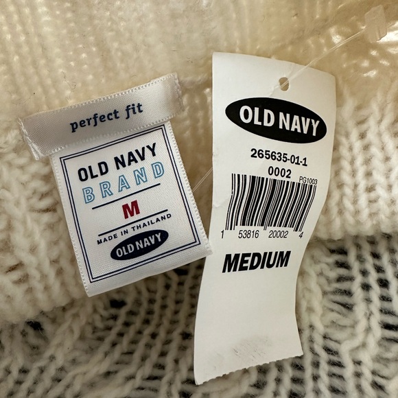 Old Navy NEW Lambswool Cable Knit Sweater Boatneck Long Sleeve Cream Size Medium - Picture 9 of 11
